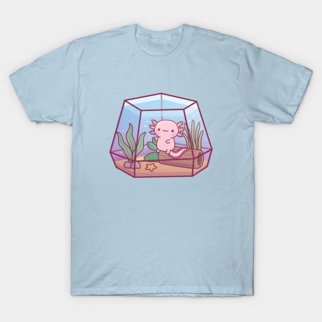 Cute Axolotl In Aquarium T-Shirt by rustydoodle